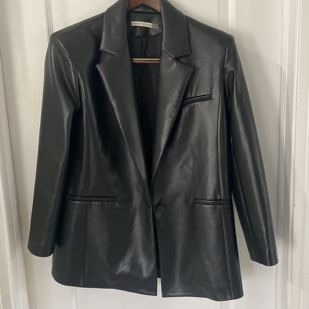 Alice and Olivia Shan vegan leather jacket - Picture 4 of 15